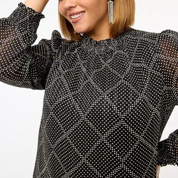 J.‎ Crew Women's Ruffle Tiered Midi Dress Elegant Party Plaid Black $118 - Picture 1 of 5